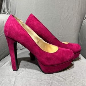 Pink suede heels